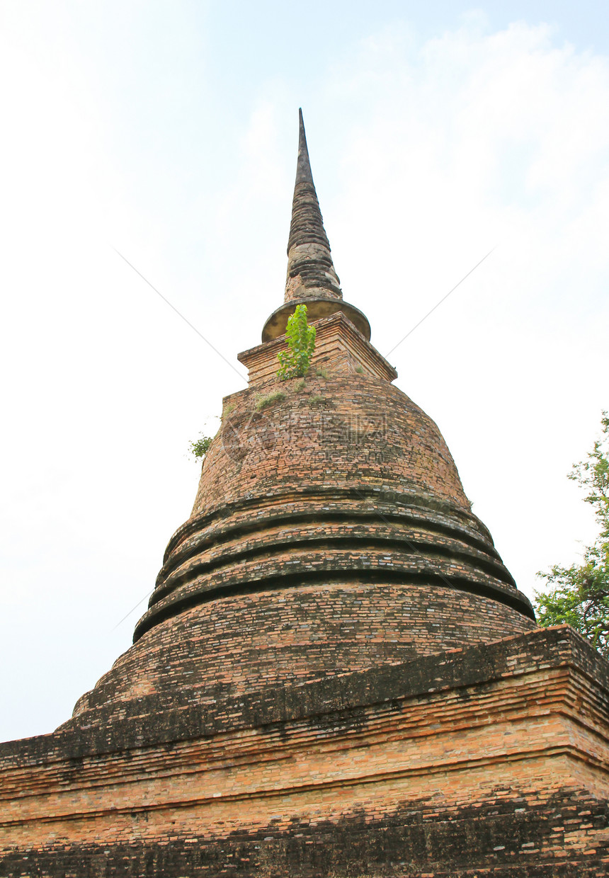 泰国Sukhothai历史公园的Wat Sa Si寺庙公园建筑学考古学冥想雕像宗教废墟佛教徒文化图片