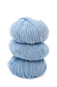 羊毛蓝球白色纤维织物线索工艺棉布爱好针织针线活蓝色背景图片