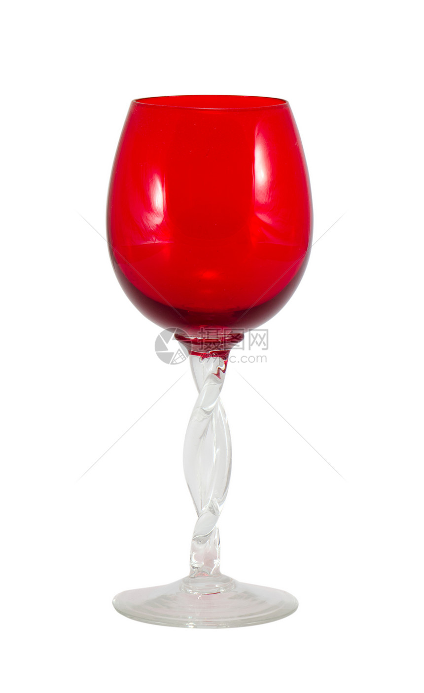 隔绝的红玻璃葡萄酒酿酒玻璃卷曲手柄图片
