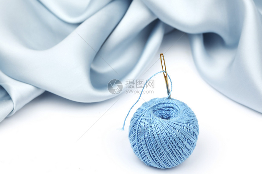 线工艺裁缝针线活蓝色手工业布料衣服海浪维修白色图片