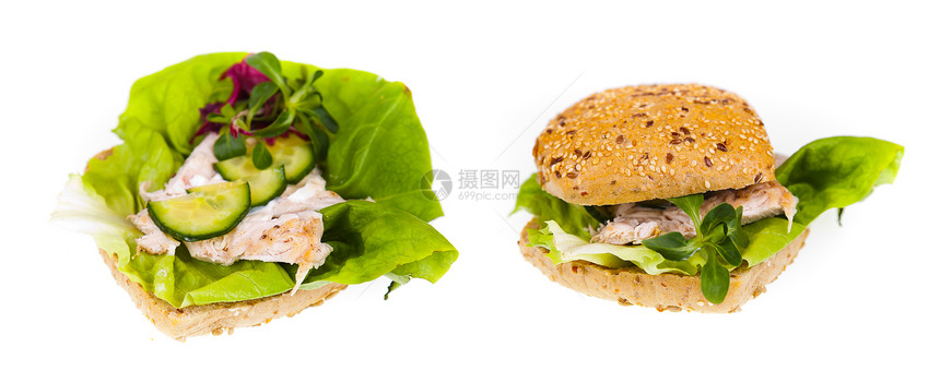 美味又健康的三明治午餐早餐黄瓜小吃蔬菜面包食物图片