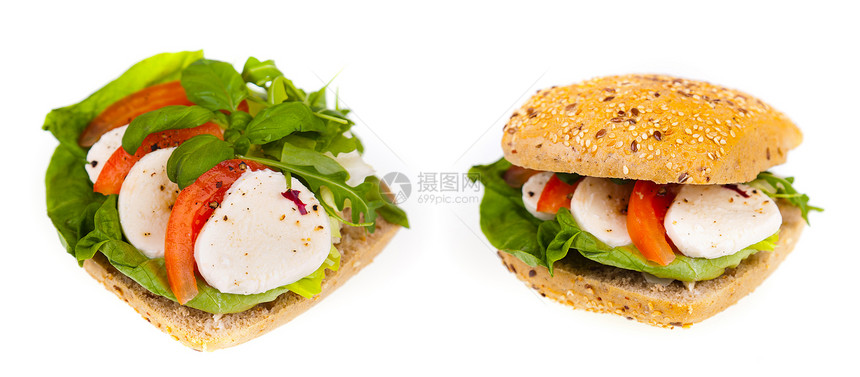 美味又健康的三明治午餐小吃蔬菜食物面包早餐图片
