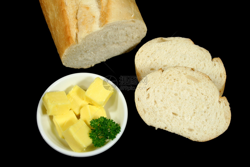 面包和黄油香菜白卷面包片图片