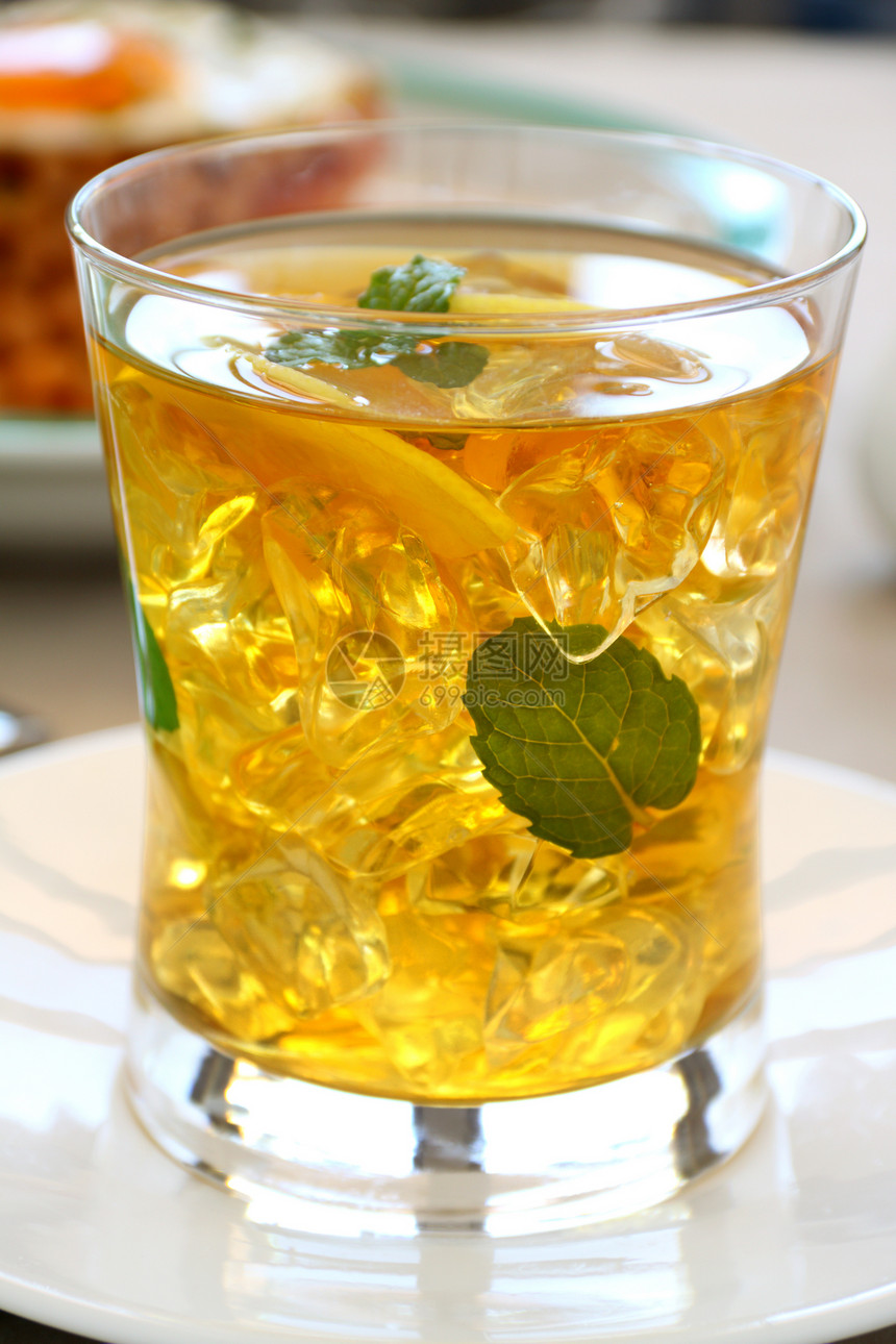 冰茶烹饪健康美食营养味道柠檬饮料口渴薄荷玻璃图片