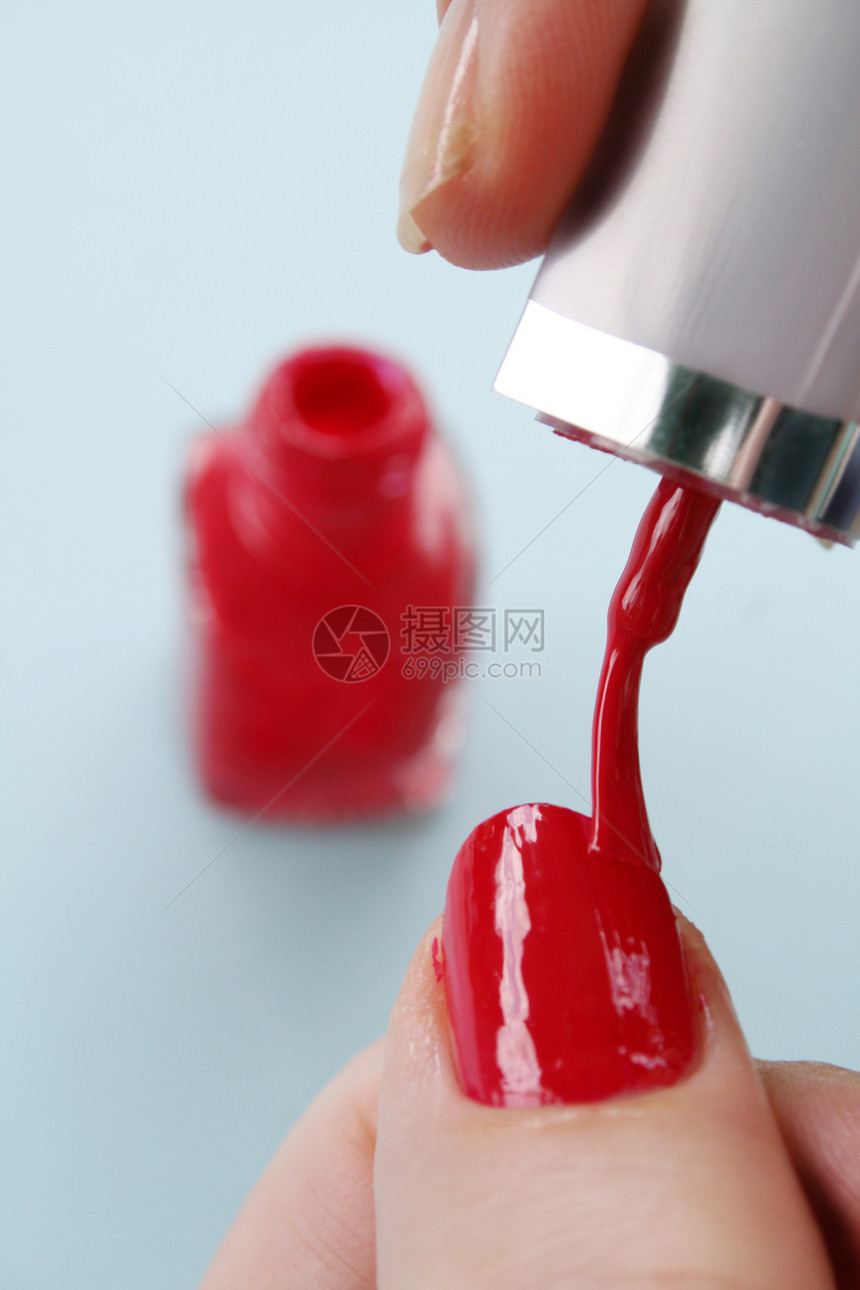 绘画指针指甲刷子拇指手指女孩化妆品美甲涂层女性红色图片