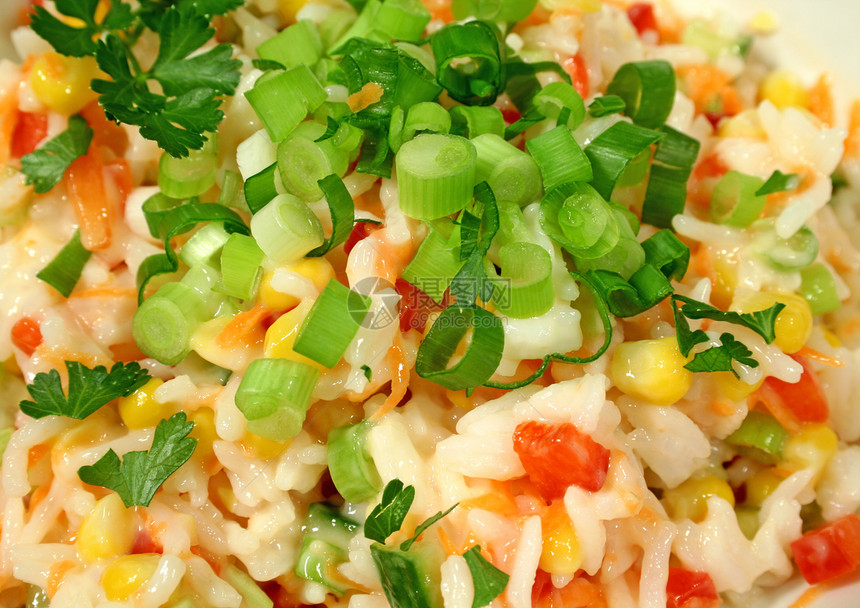 稻米沙拉营养青葱谷物减肥香菜米饭玉米食品胡椒蔬菜图片