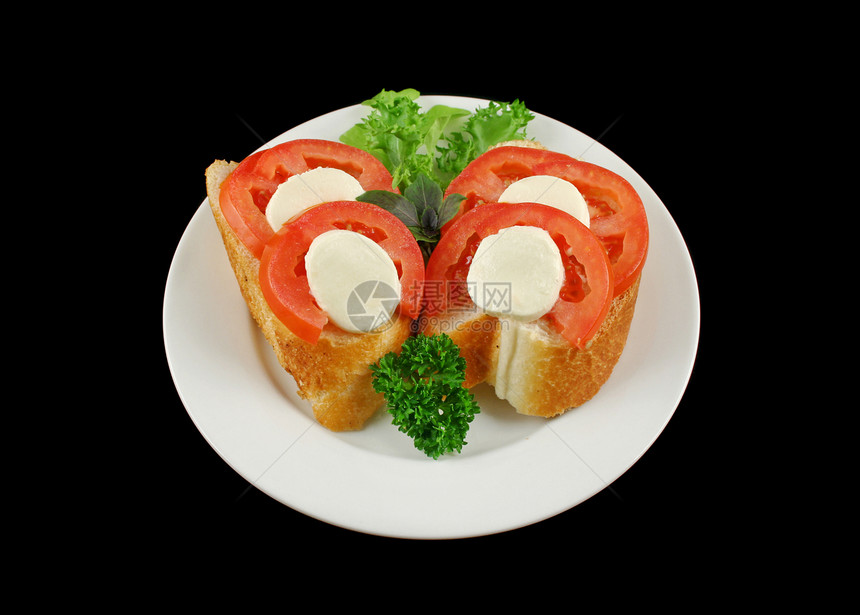 番茄和博孔西尼比特香菜营养草药小吃美食午餐味道脆皮烹饪用餐图片