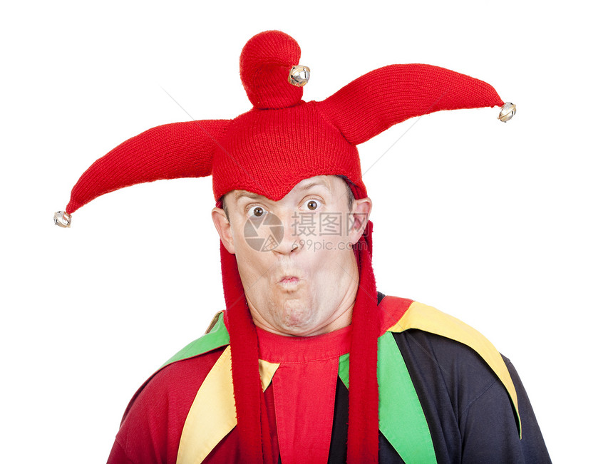 小丑乐趣娱乐男人帽子喜剧演员红色戏服喜剧衣服恶作剧图片