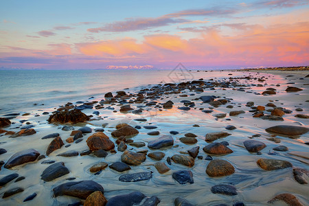 安德内斯午夜日光旅行海岸太阳目的地峡湾风景海滩天空海岸线日落背景