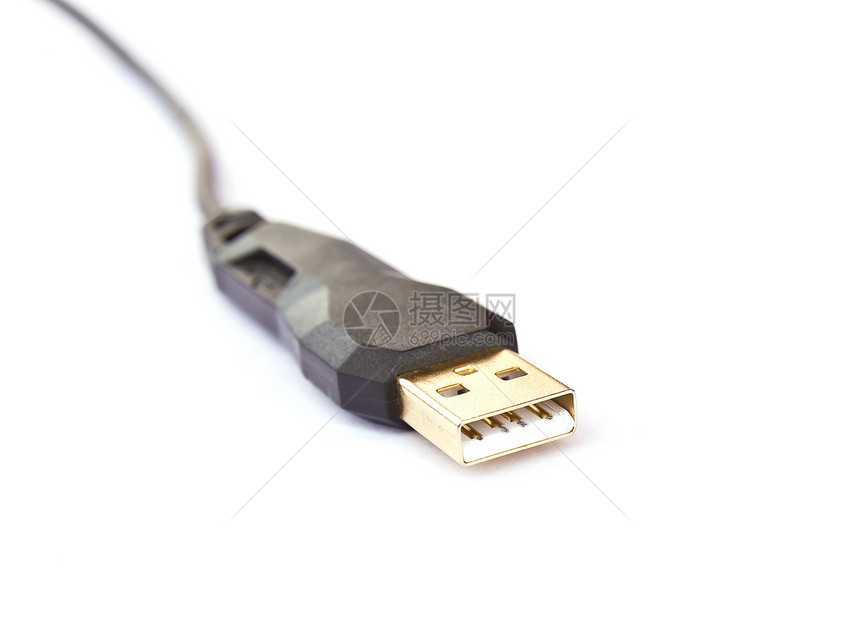 白色背景上的 USB 电缆分离图片