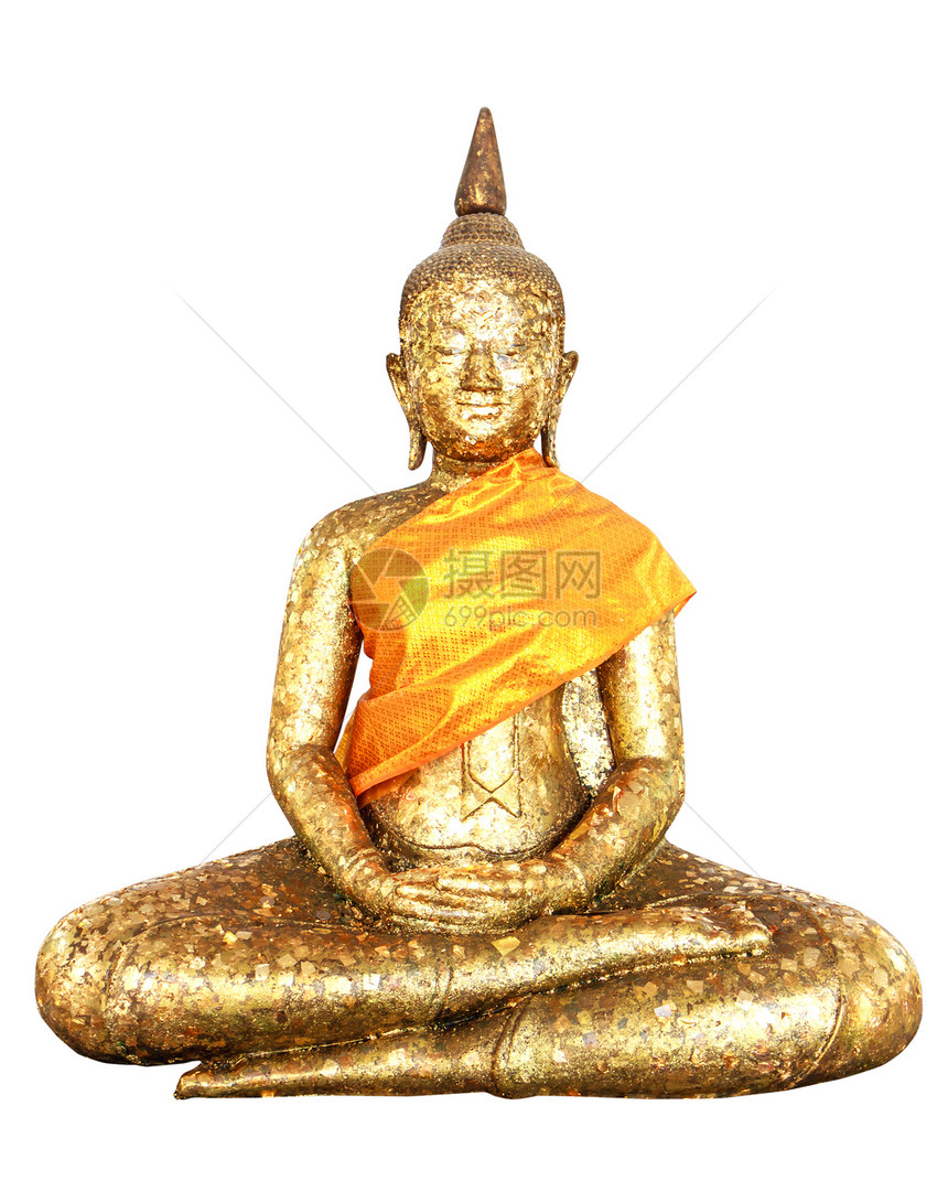 被金叶遮盖的佛像隔绝金子雕塑文化古董宗教叶子教会艺术佛教徒冥想图片