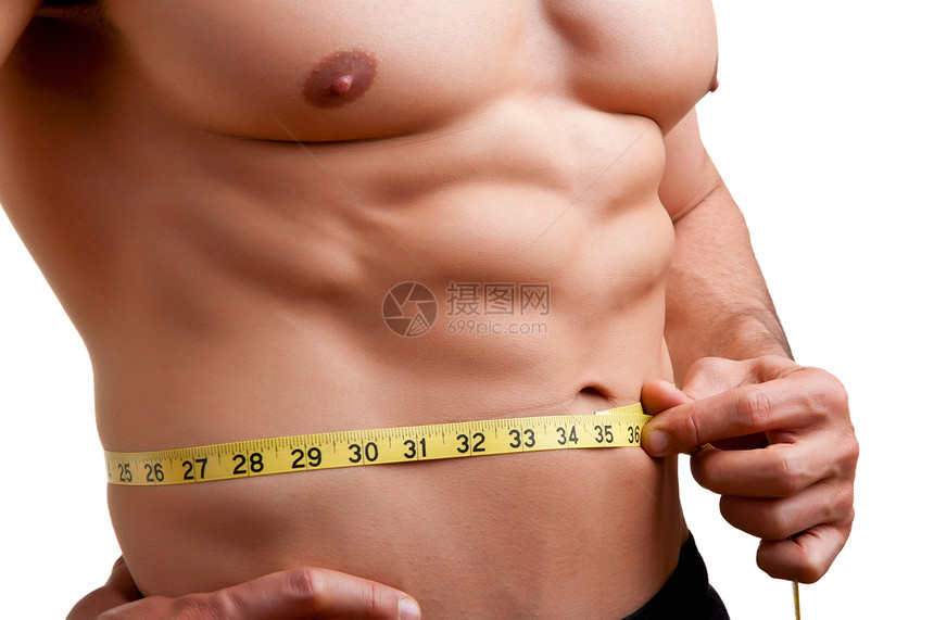 测量其湿度的合适人肚子健身房厘米男性磁带尺寸营养臀部减肥饮食图片