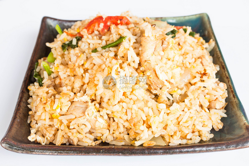 大蒜和蔬菜炒饭 加深炸猪肉大蒜和蔬菜食物烹饪美食猪肉午餐饮食菜单酱油餐厅油炸图片