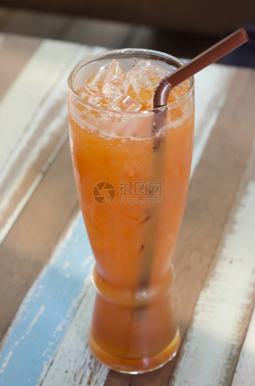 冰冰茶黄色玻璃茶点饮食果汁饮料红色橙子图片