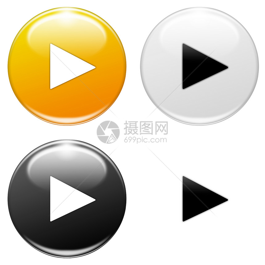 播放键玩家技术互联网黄色反射圆圈黑色控制网络白色图片
