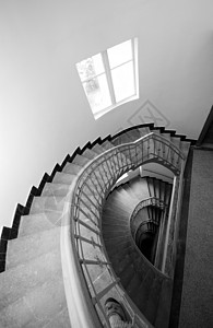 楼梯线条建筑学黑与白圆形螺旋窗户背景图片