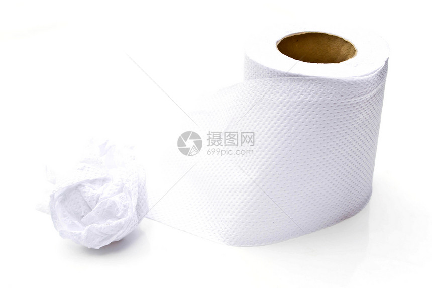 白色背景上的组织床单餐巾卫生纸家庭卫生间洁净卫生工作室材料浴室图片