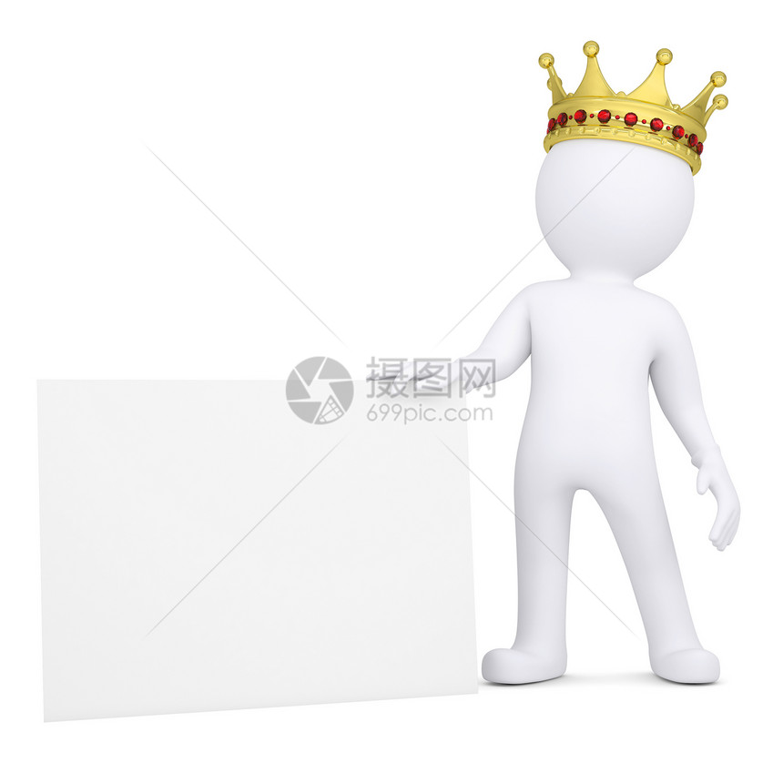 3名有皇冠的男子 持有空白名片图片