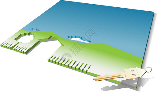 住房概念爬坡财产天空栅栏环境房子钥匙插图投资建造背景图片