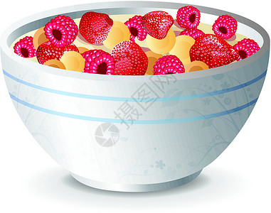 酸奶麦片含奶和水果的谷物插画