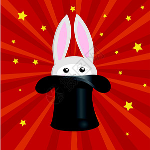 兔子和魔术师帽子魔法影像数码插图棍棒星星召唤背景图片