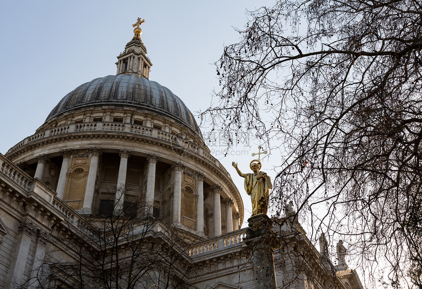 伦敦圣保罗大教堂公会天际宗教地标纪念碑英语建筑物雕像石头建筑建筑学图片