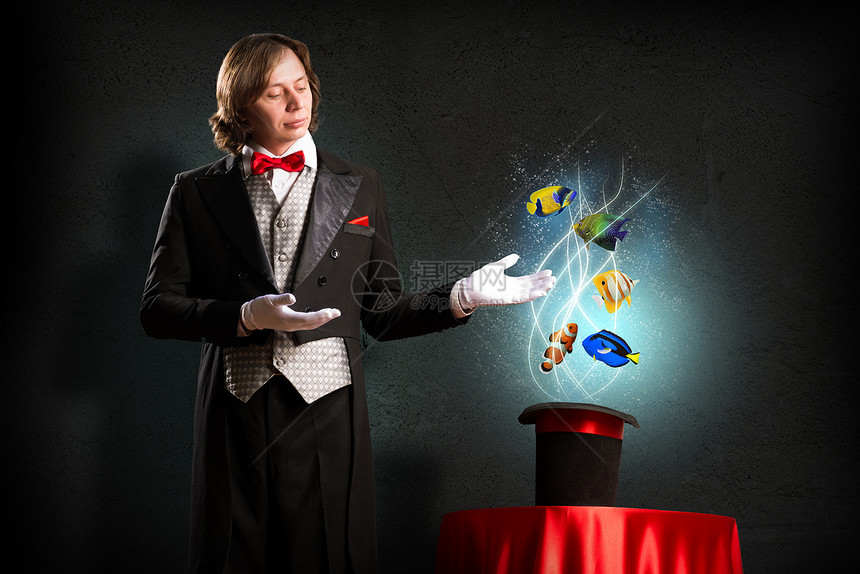 术士乐趣艺术男性匿名魔术师蓝色领结黑色诡计棍棒图片