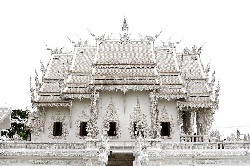 泰国清莱的白殿寺上帝历史性旅游风景白色旅行寺庙天空建筑学建筑图片
