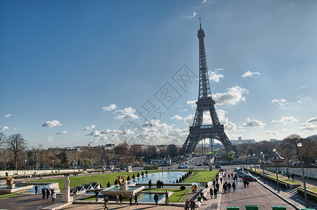 法国艾菲尔铁塔艾菲尔铁塔的美丽景色和植被假期景观场景建筑首都天际天空建筑学历史日落背景