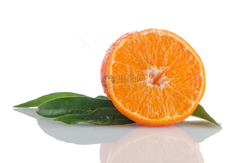 柠檬或普通话工作室宏观团体果汁甜点小吃水果橙子叶子茶点图片