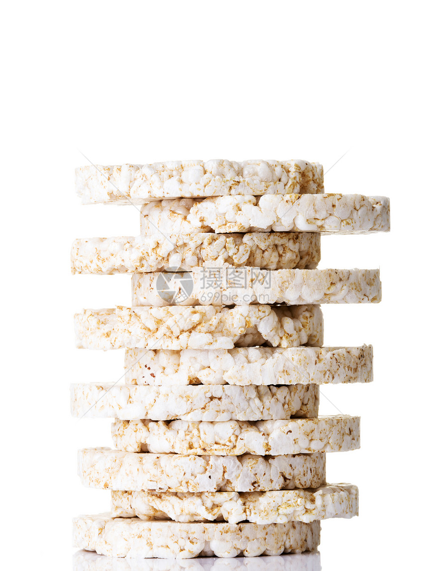 大米蛋糕堆营养饼干早餐圆形工作室谷物饮食生态玉米小吃图片