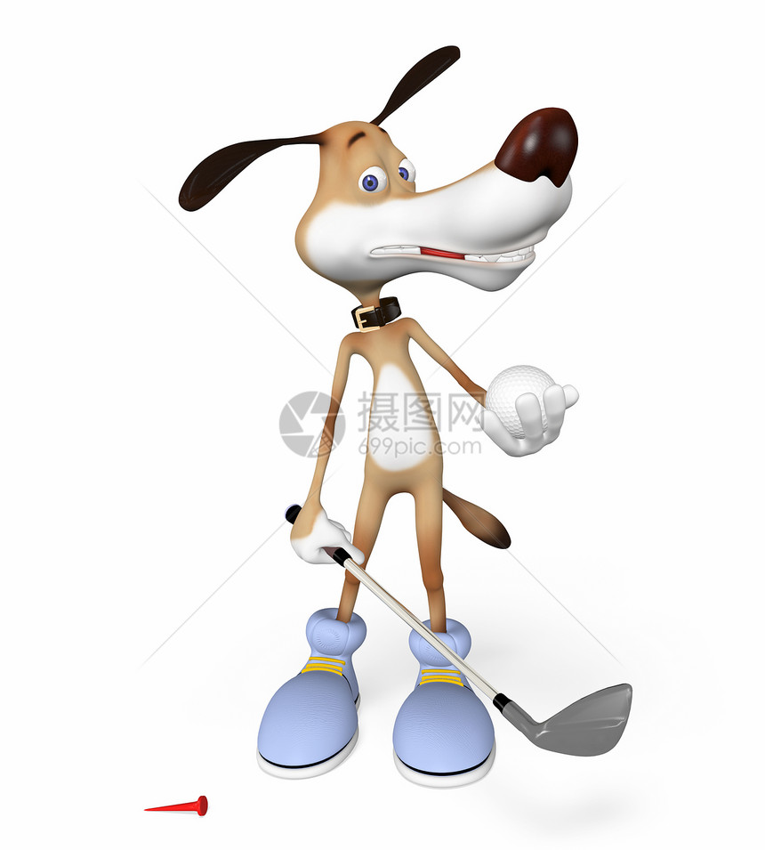狗在打高尔夫球白色卡通片插图运动锦标赛游戏图片