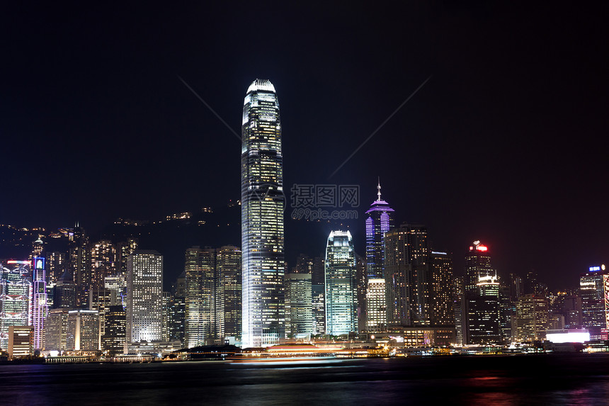 香港夜景中心高层蓝色旅行景观全景照片旅游照明港口图片