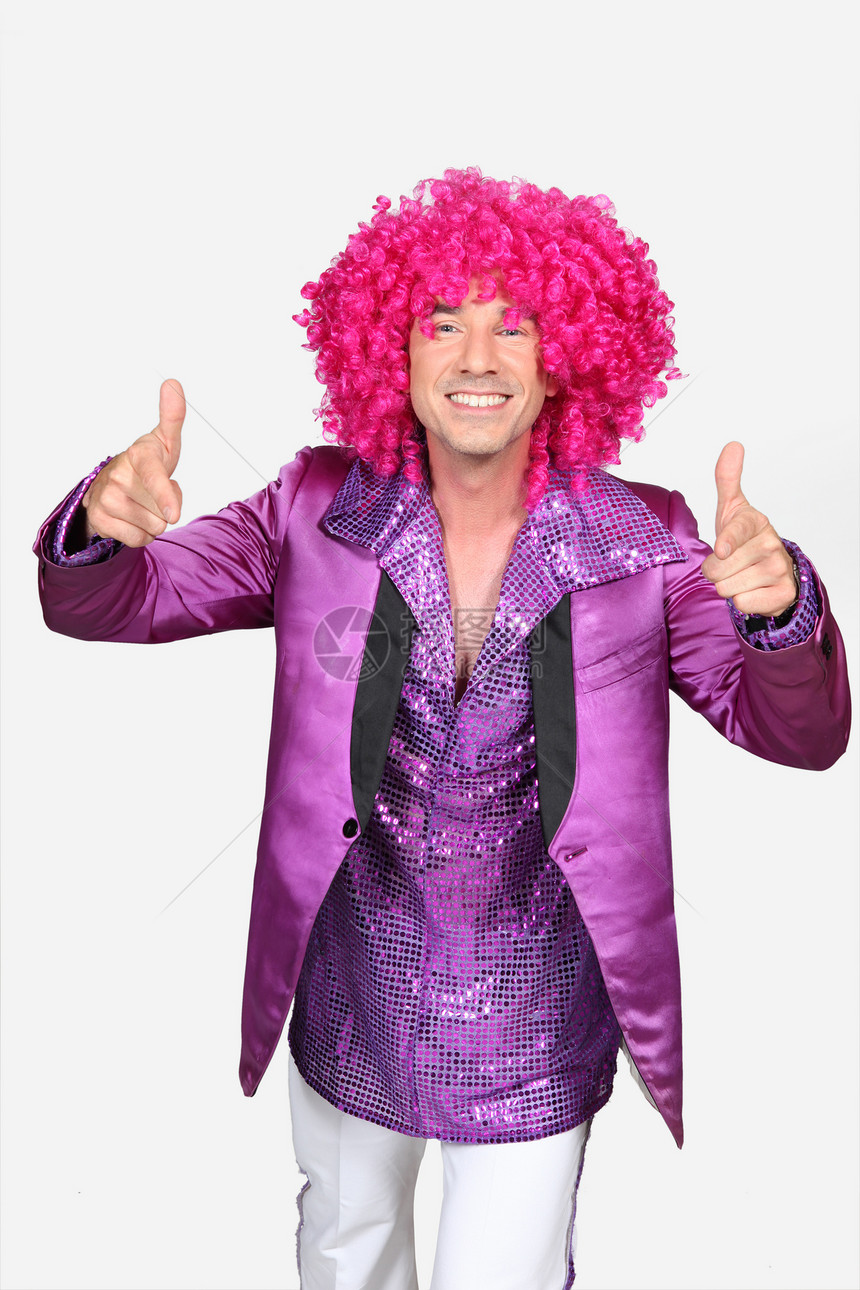 小丑男人主持人紫色工作室粉色派对敷料白色戏服艺人图片