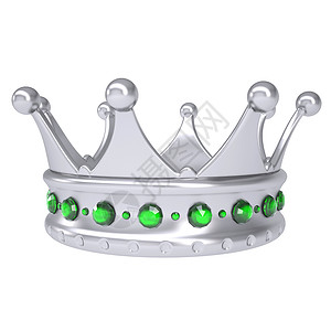装饰着绿色蓝宝石的银冠金属王国波峰艺术珍珠女王加冕插图公主统治者背景图片