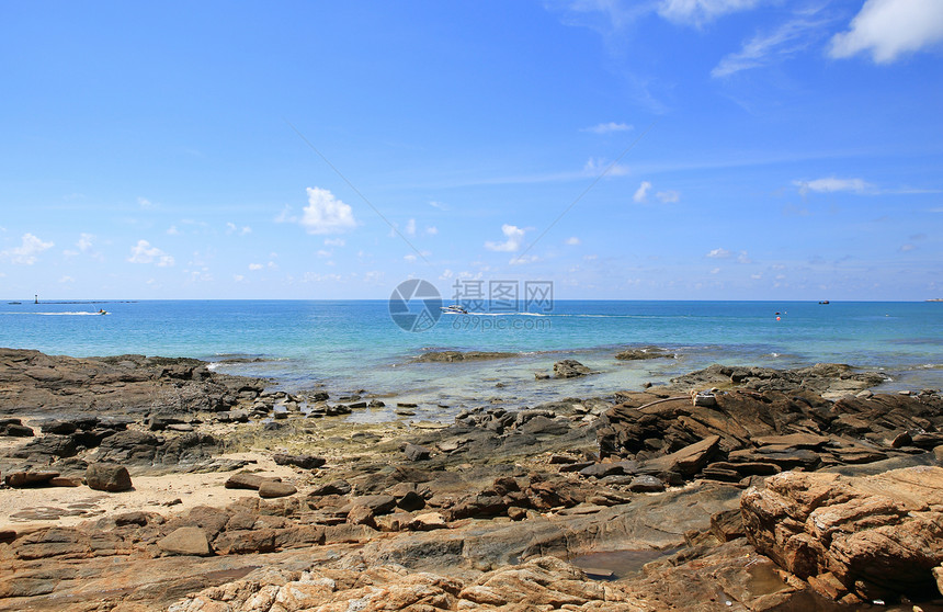 美丽的海景景观 泰国高山萨梅特岛场景海洋天堂青色阴霾天蓝色环境石头冲浪晴天图片