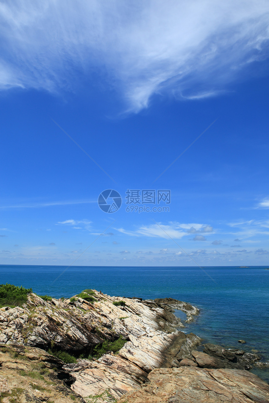 泰国沙美岛环境冲浪蓝色海岸线反射植被全景阳光海滩支撑图片