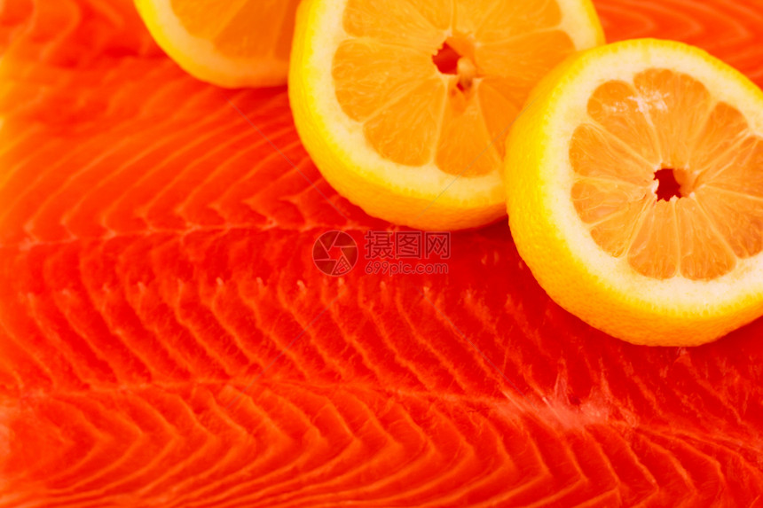 鲑鱼和柠檬背景图片