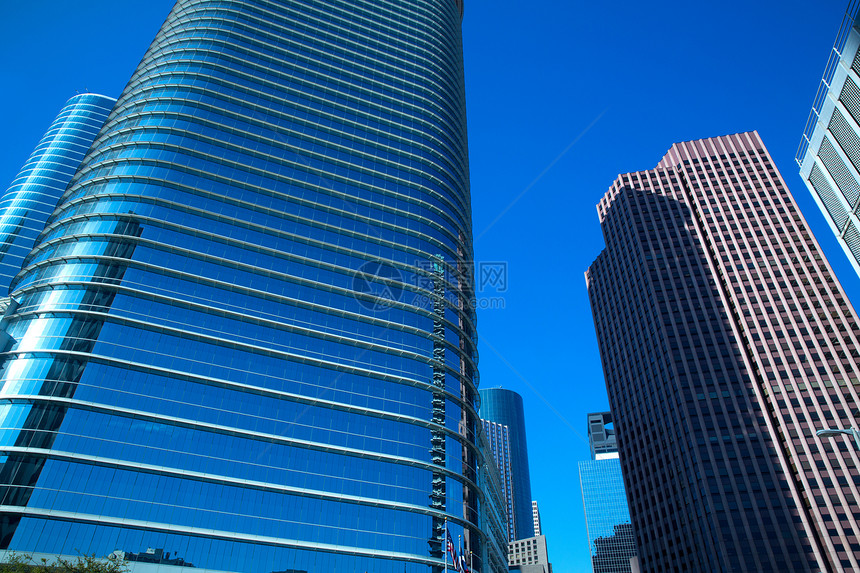 得克萨斯州市下城休斯顿镜像摩天大楼地标中心工作高楼镜子天空建筑物市中心反射天际图片