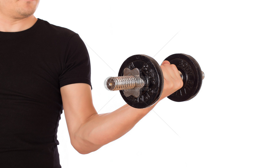人与哑铃一起锻炼运动活动工作室训练男人肌肉闲暇力量手臂成人图片