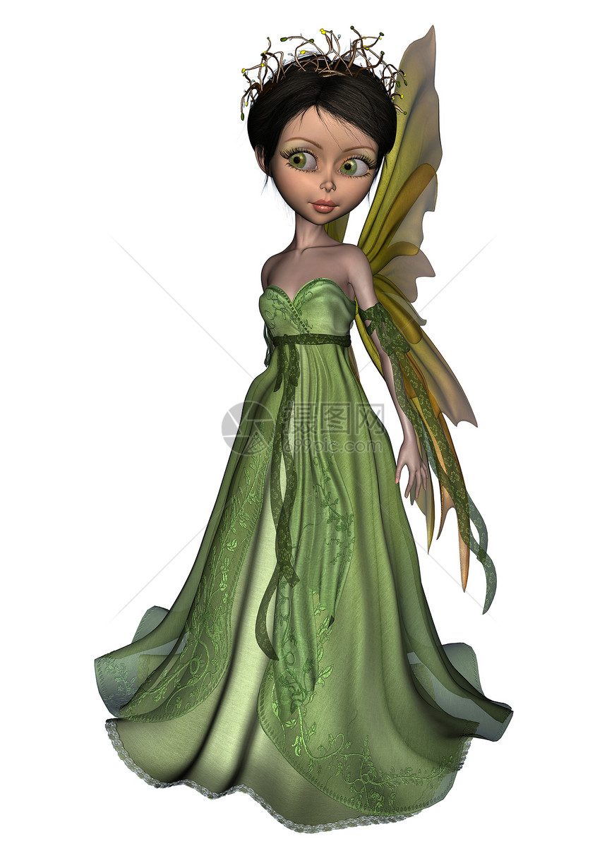 绿仙魔法卡通片裙子仙子仙境精灵女性童话白色小精灵图片