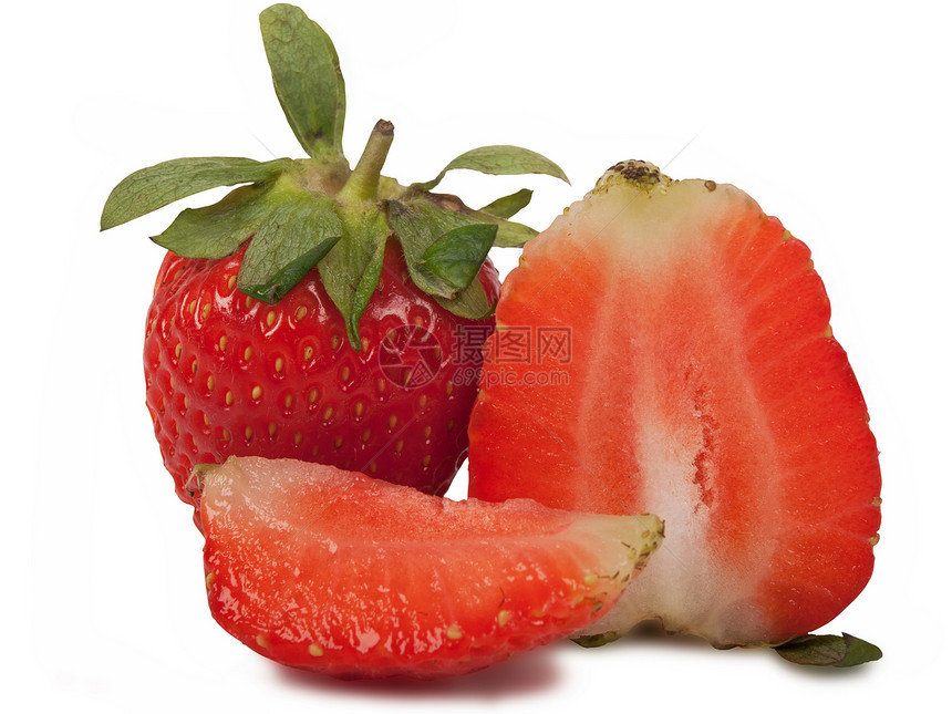 新鲜草莓食物团体绿色甜点叶子红色种子茶点宏观活力图片