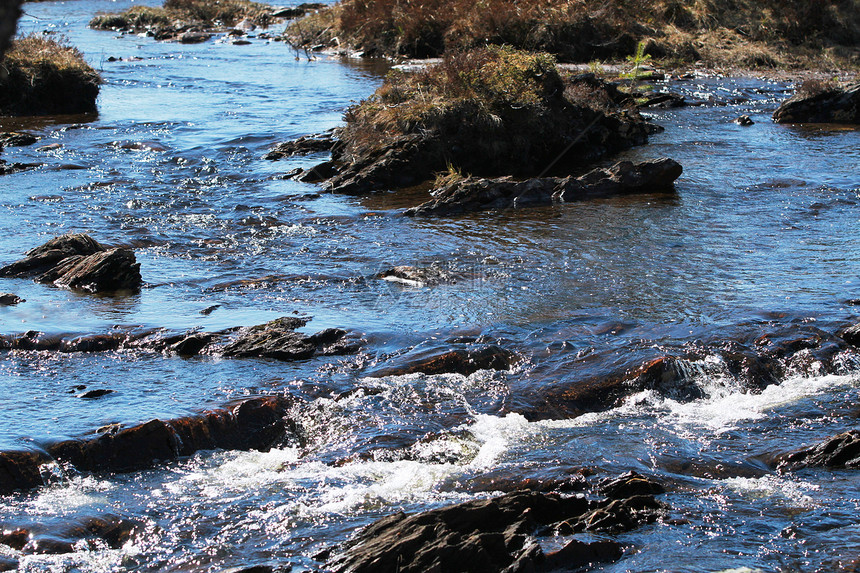 石头和水晴天溪流图片