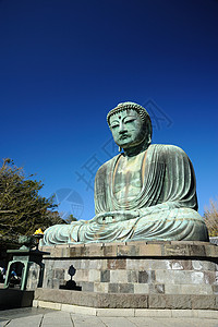 幸德院佛卡马库拉大佛大佛蓝色蓝天文化地方天空雕像目的地青铜宗教背景