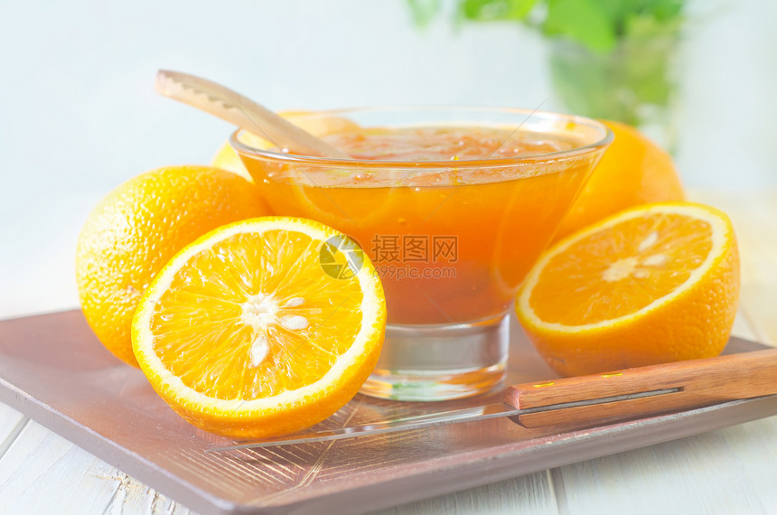 橙果酱橙子收获果汁橙皮玻璃营养早餐农业果味食物图片