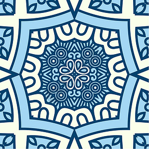 墨西哥广场矢量广场装饰设计元素马赛克边界漩涡玻璃蓝色装饰品插图尖塔曲线卡片插画