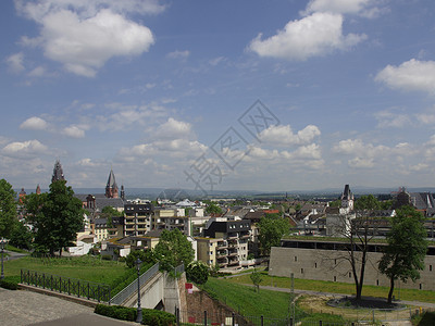 德国美因茨全景联盟中心城市天际背景图片