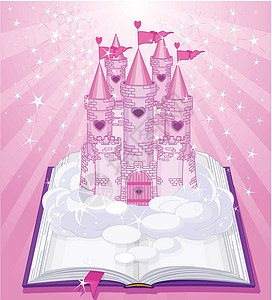 魔法城堡从书中浮现出来背景图片
