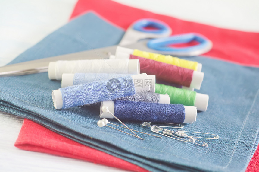 剪切线和剪刀磁带闲暇爱好棉布缠绕工艺消遣刺绣尼龙编织图片