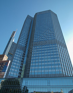 法兰克福的欧洲央行建筑学联盟货币地标摩天大楼纪念碑背景图片